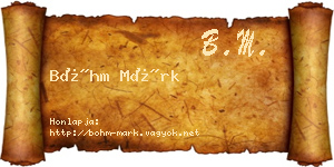 Bőhm Márk névjegykártya